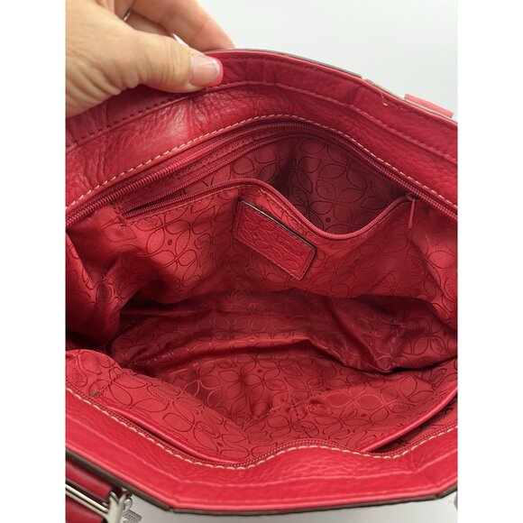 Vintage Fossil Red Leather Shoulder Handbag Purse Zip Closure Pockets EUC - Picture 7 of 8